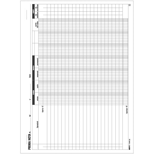 REGISTRO PRIMA NOTA CASSA E BANCA 22 X 30 50 X...
