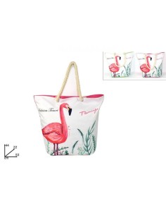 BORSA MARE FENICOTTERO CON MANICO IN CORDA 44X22X53 CM...