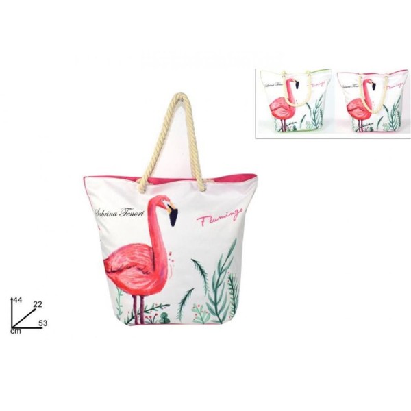 BORSA MARE FENICOTTERO CON MANICO IN CORDA...