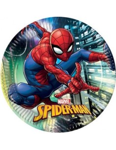 PIATTI SPIDERMAN 23 CM 8 PZ FESTA FESTIVO COMPLEANNO...