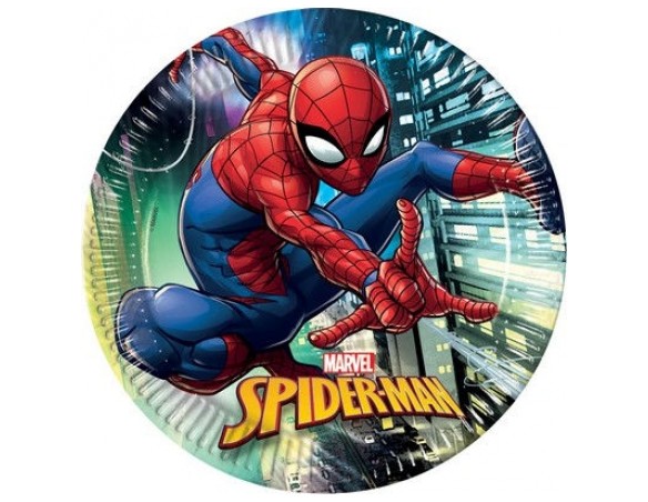 PIATTI SPIDERMAN 23 CM 8 PZ FESTA FESTIVO COMPLEANNO MASCHIETTO