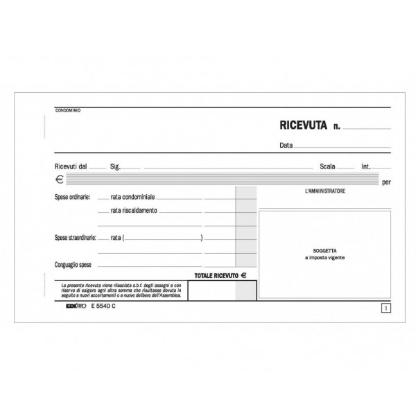 RICEVUTE DI AFFITTO 10 X 17 E 5504 C