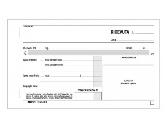 RICEVUTE DI AFFITTO 10 X 17 E 5504 C