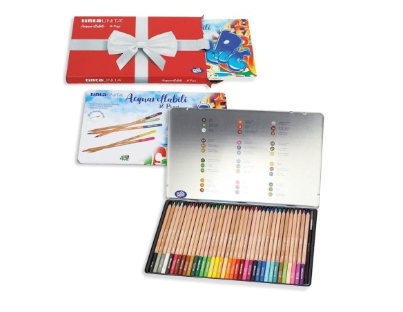 COLORI PASTELLI TINTA UNITA ACQUERELLABILI 36 PEZZI IN SCATOLA METALLO