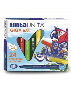 CONFEZIONE DA 24 DI PENNARELLI COLORATI PUNTA GROSSA 6.0...