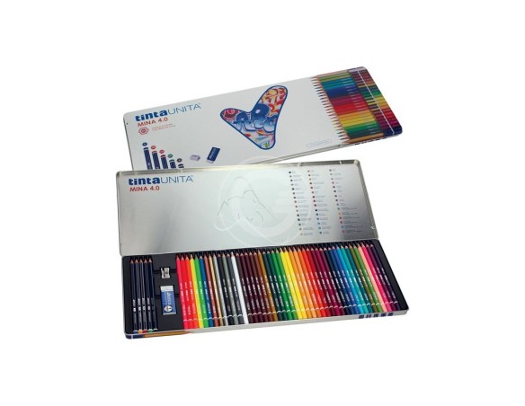 CONFEZIONE IN METALLO SCATOLA METALLO PASTELLI TINTA UNITA 52 pz 41549