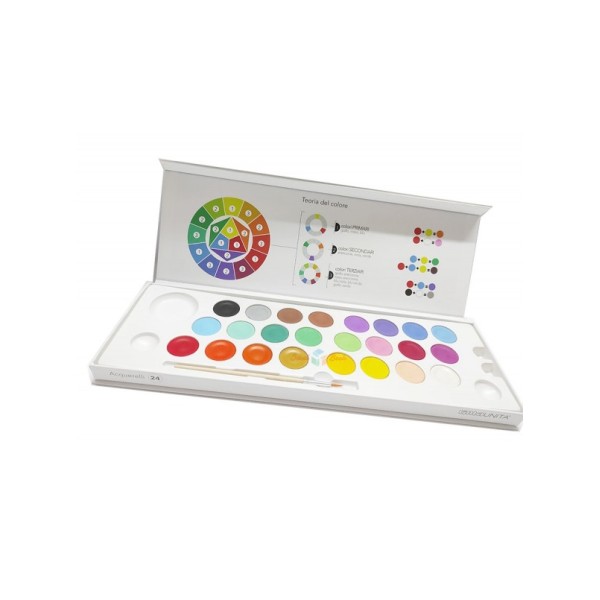 Acquerelli da 24 colori in scatola con chiusura...