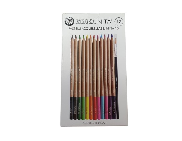 PASTELLI ACQUERELLABILI MINA 4,0 12 COLOR TINTA UNITA
