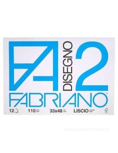 Blocco da disegno 12 fogli bianchi lisci collati 33x48 cm F2