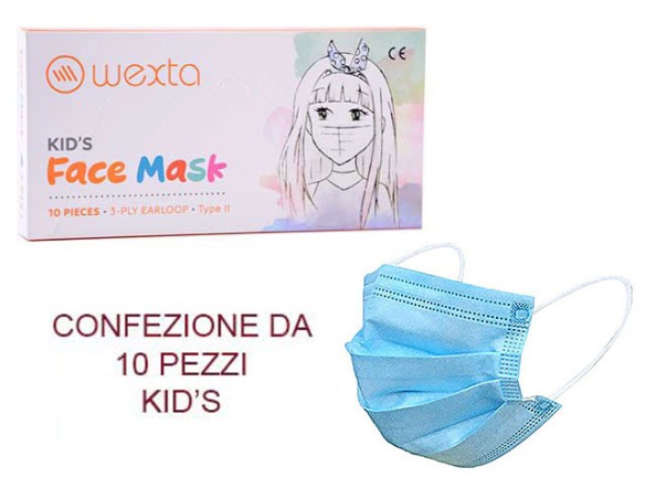 Mascherine chirurgiche bimbo bambino bianco o celeste