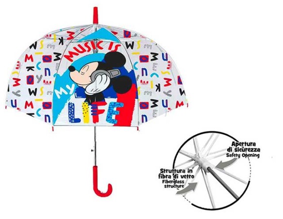 OMBRELLO LUNGO TOPOLINO MICKEY CUPOLA 42/8 D99403 MC