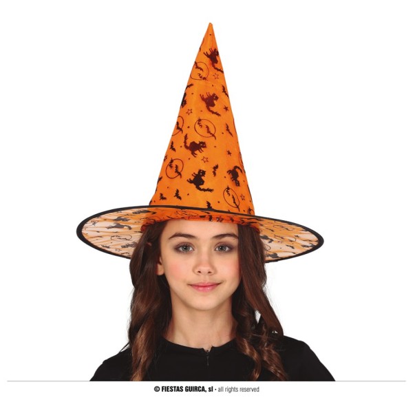 CAPPELLO STREGA bambina ARANCIONE HALLOWEEN 13227