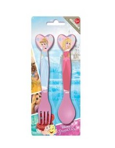 SET DUE POSATE PRINCESS PRINCIPESSE IN PLASTICA RIGIDA