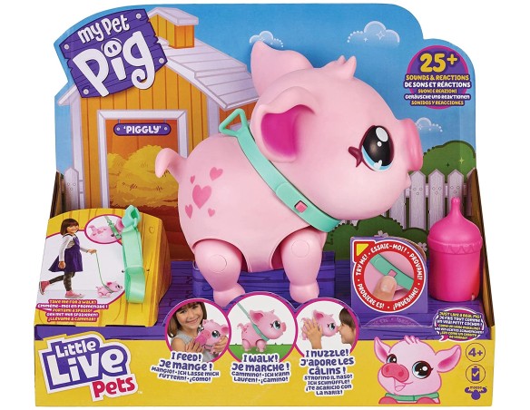 My Pet Pig - Little Live Pets, Piggly Il mio piccolo maialino, animale interattivo che cammina, balla, mangia, a partire dai 5 