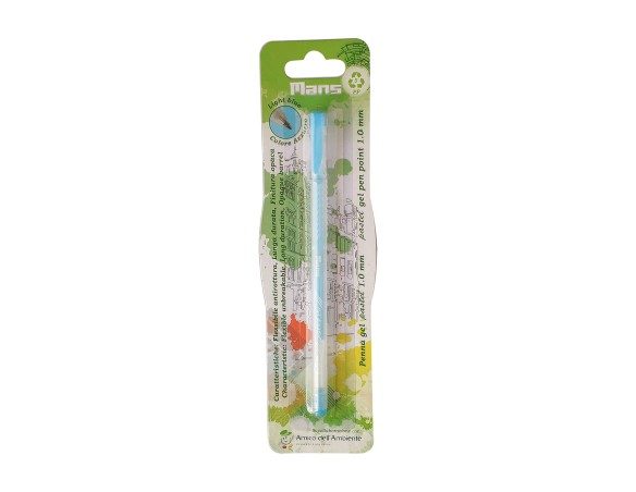 Penna punta eco 1 mm a gel inchiostro azzurro celeste pastel pastello