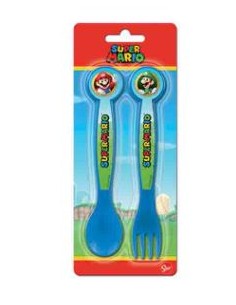 SET DUE POSATE SUPER MARIO SUPERMARIO IN PLASTICA RIGIDA