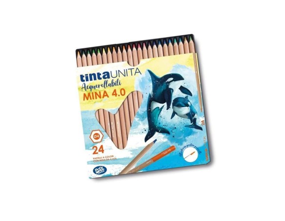 PASTELLI ACQUERELLABILI MINA 4,0 24 COLORI TINTA UNITA
