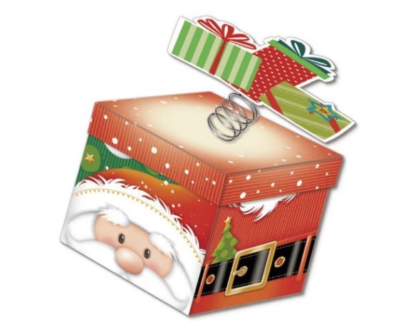 SCATOLA - BIGLIETTO AUGURALE NATALE 12X12X12 SURPRISE BOX CROMO