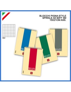 BLOCK NOTES A5 SPIRALATO PIGNASTYL RIGATURA 5M (QUADRETTI...