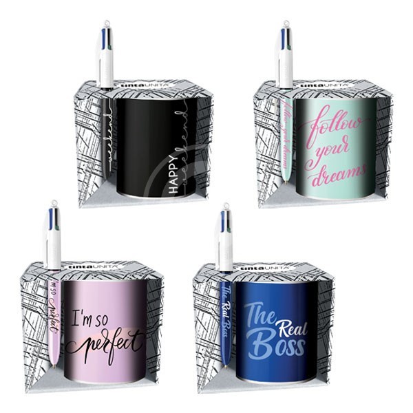 TAZZA TINTA UNITA CON BIC 4 COLORI 50755