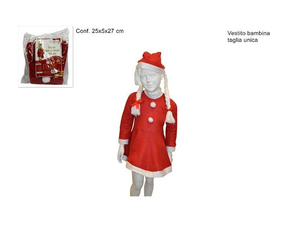 COSTUME VESTITO BABBO NATALE BIMBA BIMBA 9-11 ANNI