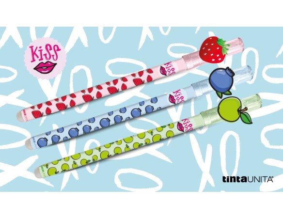 Penna con charms Profumato - Made In Italy - Linea Tinta Unita Kiss - MIRTILLO FRAGOLA O MELA