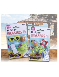 Blister 4 gomme per cancellare sagomate "Summer"