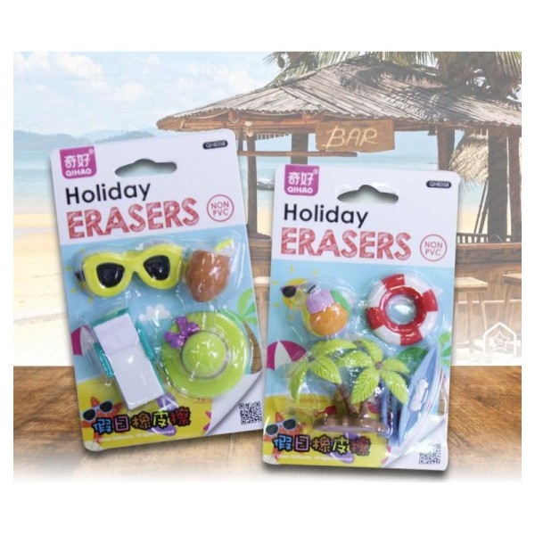 Blister 4 gomme per cancellare sagomate "Summer"