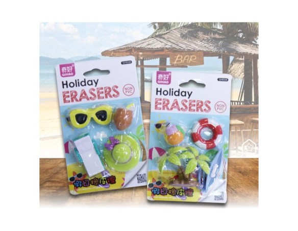 Blister 4 gomme per cancellare sagomate "Summer"