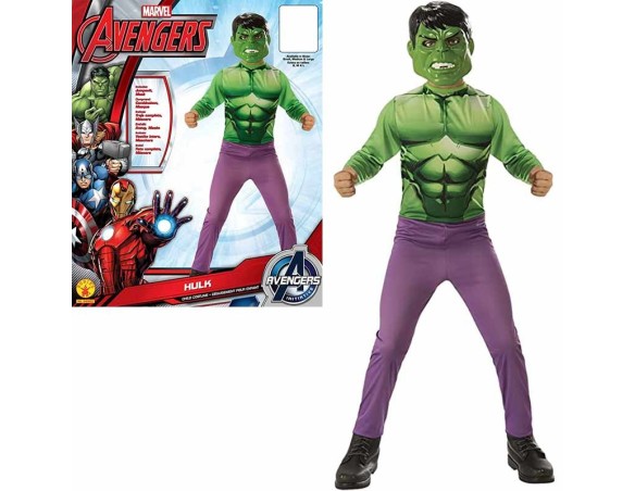 COSTUME VESTITO FORZUTO VERDE HULK con maschera originale