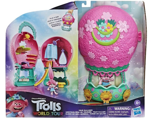 Trolls World Tour - Avventura di Mongolfiera (Set da gioco con bambola Poppy, con custodia e maniglia per giocare in ogni luogo