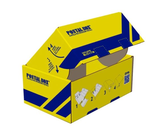 SCATOLA SPEDIZIONI POSTAL BOX PICCOLO SMALL , GIALLO/BLU, 26 X 19 X 10 Cm