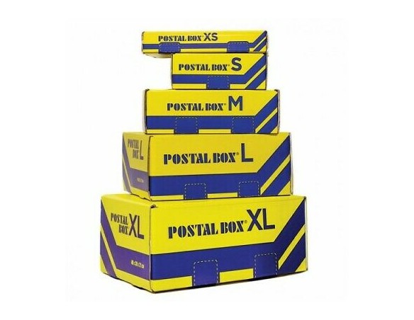 SCATOLA SPEDIZIONI POSTAL BOX XS, GIALLO/BLU, 34 X 24 X 6 Cm