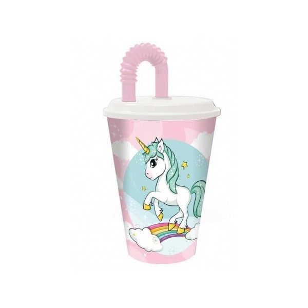 BICCHIERE CON CANNUCCIA UNICORNO 430ml  C.U.