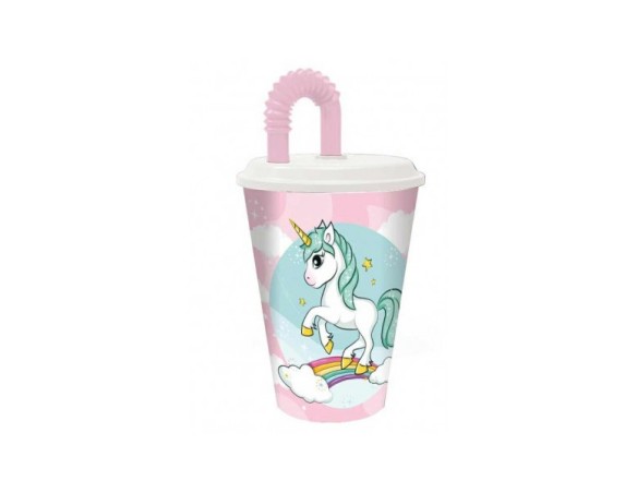 BICCHIERE CON CANNUCCIA UNICORNO 430ml  C.U.