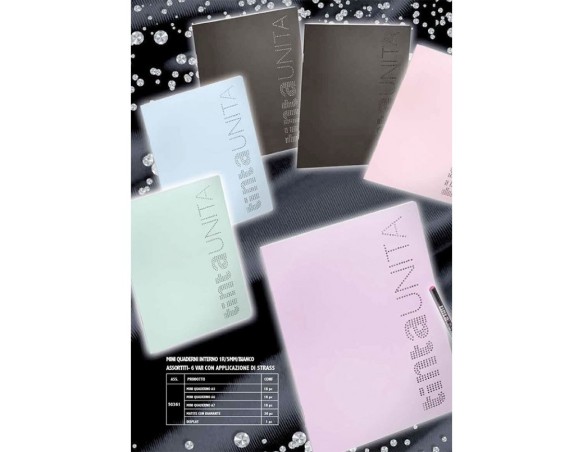 Mini Quaderno A6 Tinta Unita Crystal Strass 5 MM