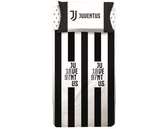 Juventus | COMPLETO LETTO 1 PIAZZA JUVE JUVENTUS lenzuolo sopra cm 150x295 lenzuolo sotto con angoli 90x200 una federa 52x80