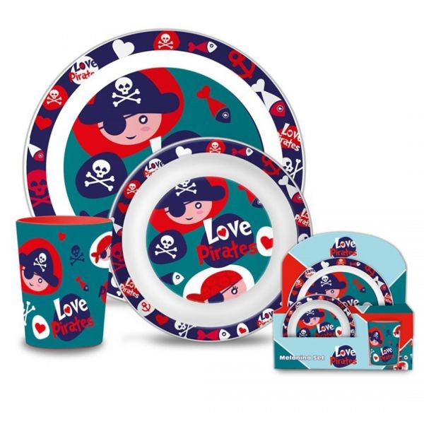 Set pappa tre pezzi pirata - piatto piano +...