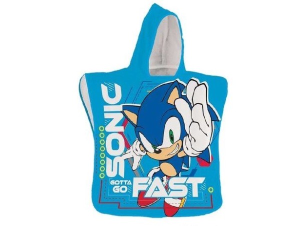 Sonic | Poncho mare in spugna Sonic accappatoio blu Cotone Cm 60x60