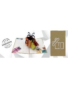 BIGLIETTO AUGURI POPUP ORIGAMI PACCHI REGALO