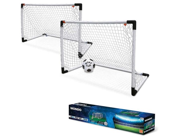 Goal Post Set 2 Mini - Set 1 / 2 Porta da Calcio per Bambini con Rete - Pallone Mini Ball INCLUSO - colore bianco / nero - 1801