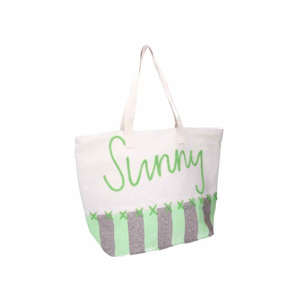 BORSA MARE TESSUTO CON RICAMO VERDE 1013090000