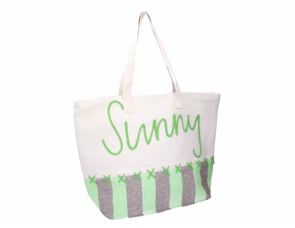 BORSA MARE TESSUTO CON RICAMO VERDE 1013090000