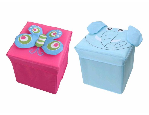 PORTA GIOCATTOLI PORTA TUTTO POUF CONTENITORE ROSA 2616