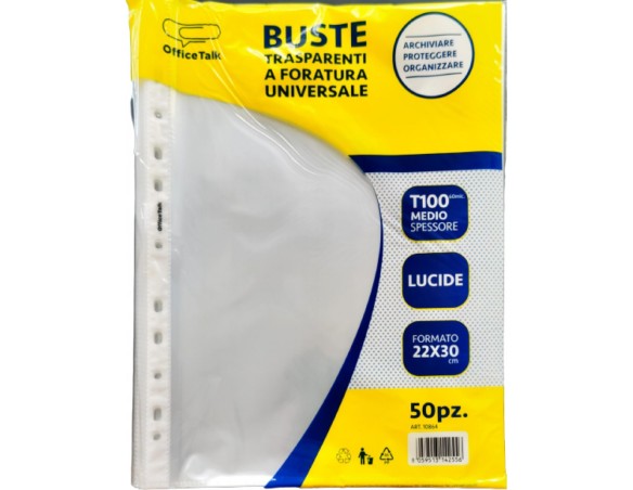 Buste Plastica Foro Universale 22x30 Top Quality medio spess lucide 50pz
