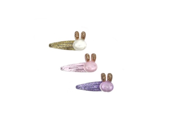fermaglio clic clac coniglietto glitter C.U. CC54357