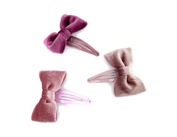 fermaglio clic clac “baby mouse” con fiocco in velluto C.U. cc54256