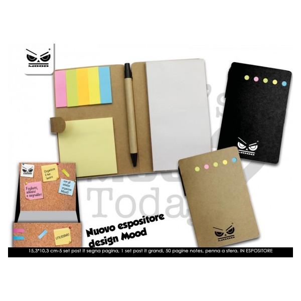AGENDA SET NOTES ADESIVI CON PENNA MIS. L