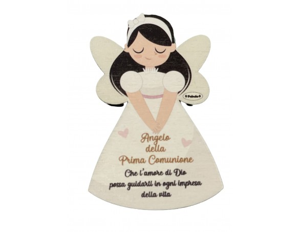 Magnete Angelo calamita Della prima comunione femminile bambina In Legno Naturale 8 CM