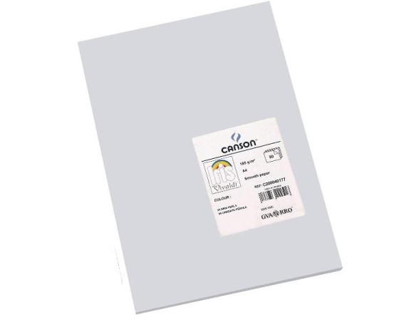 Risma Cartoncino Canson Vivaldi A4 185G 50 FOGLI Grigio chiaro